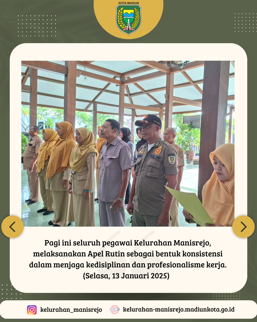 Galakkan Apel Rutin Seluruh Pegawai Kelurahan Manisrejo